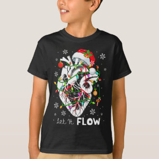 Camiseta Deixe Fluindo Xmas Anatomia Papai Noel Coração Par