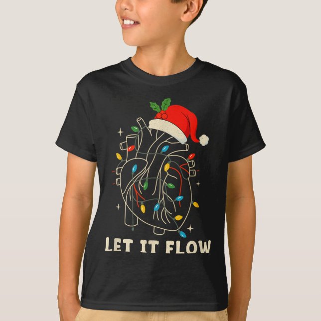 Camiseta Deixe Fluir Coração Anatômico Divertido Natal, Med (Frente)