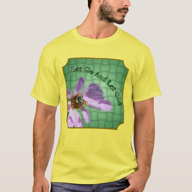 Camiseta Deixe Ir Deixe Deus Abelha Na Flor Inspiradora  (Frente)