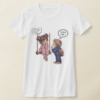 Camiseta Deixe-me Brincar! Hora da Escola — Crianças Lindas