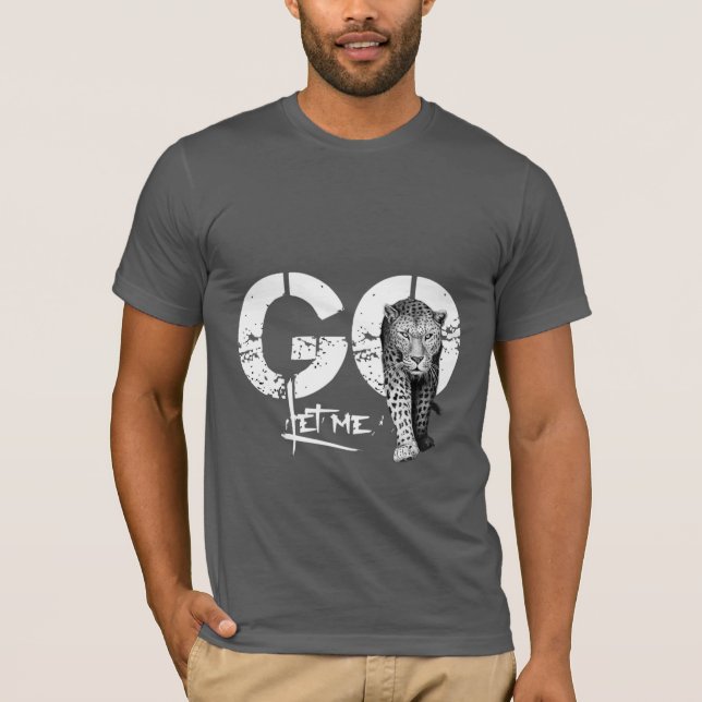 Camiseta Deixe-me ir cinza Leopardo (Frente)