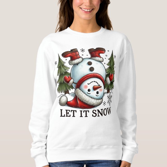 Camiseta Deixe-me nevar Engraçado Snowman no natal (Frente)