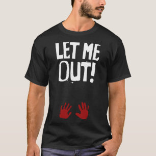 Camiseta Deixe-me sair do anúncio de gravidez no Halloween