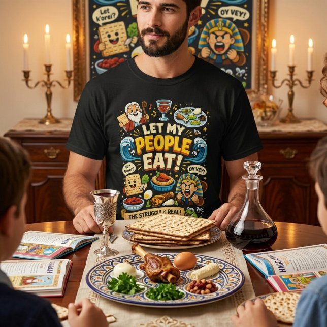 Camiseta Deixe Meu Povo Comer Seder de Páscoa Engraçado Grá (Criador carregado)