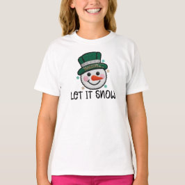 Camiseta Deixe Nevar, Boneco de Neve de Crochê Falso