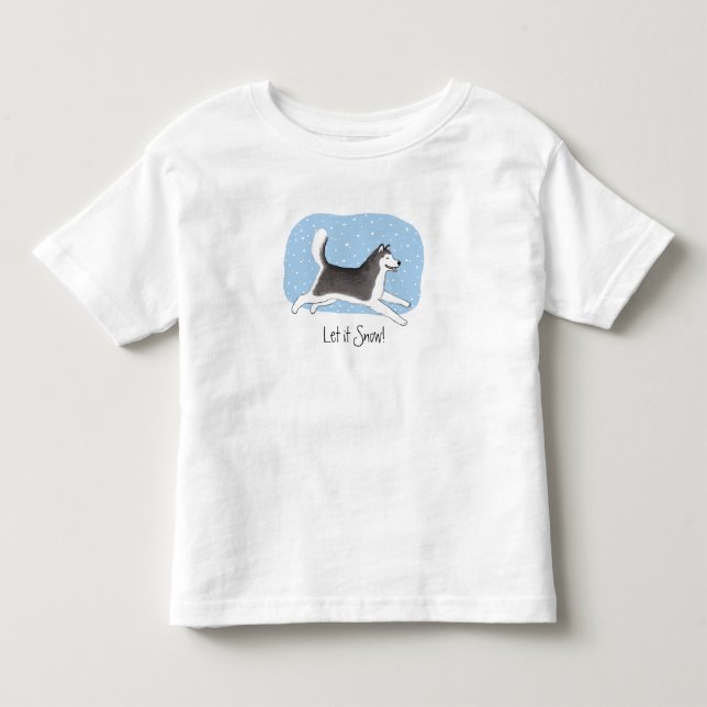 Camiseta "Deixe Nevar!" Design de Cachorro Alegre (Frente)
