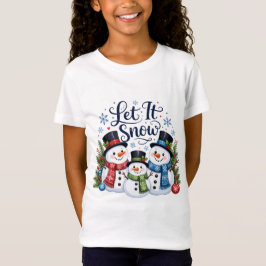 Camiseta Deixe Nevar Família de Bonecos de Neve