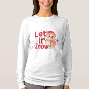 Camiseta Deixe Nevar Feminino – Boneco de Neve com Bordado 