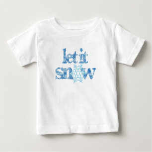 Camiseta DEIXE NEVAR flocos de neve azuis primeira nevasca