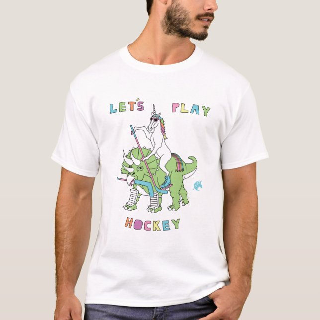 Camiseta Deixe-nos jogar o dinossauro da equitação do (Frente)