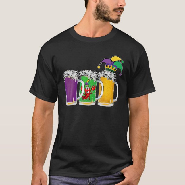 Camiseta Deixe o dia beber o único Mardi Gras Jester Funny  (Frente)