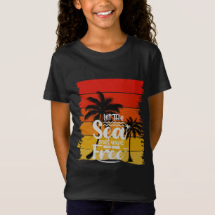 Camiseta Deixe o Mar Libertá-lo   Pôr do Sol Retro Vintage