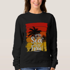 Camiseta Deixe o Mar Libertá-lo | Pôr do Sol Retro Vintage