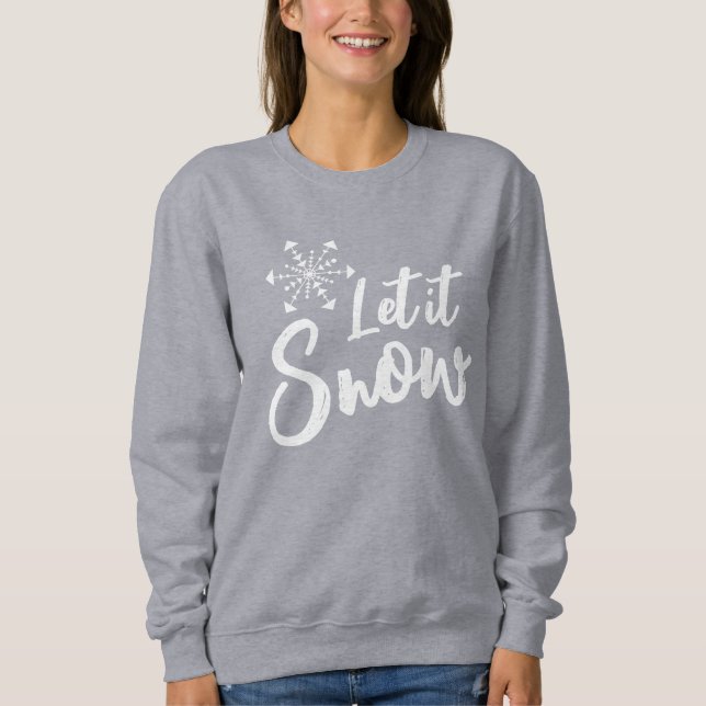 Camiseta Deixe-o nevar Cinza de floco de neve inverno (Frente)