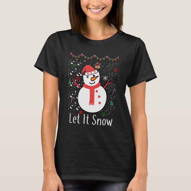 Camiseta Deixe-o nevar o boneco de neve de Natal (Frente)