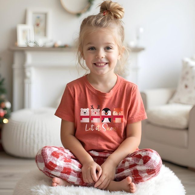 Camiseta Deixe-o nevar | Rebelde, Urso Polar, Pinguim e Rap (Let It Snow | Reindeer, Polar Bear, Penguin & Fox Tri-Blend Shirt)