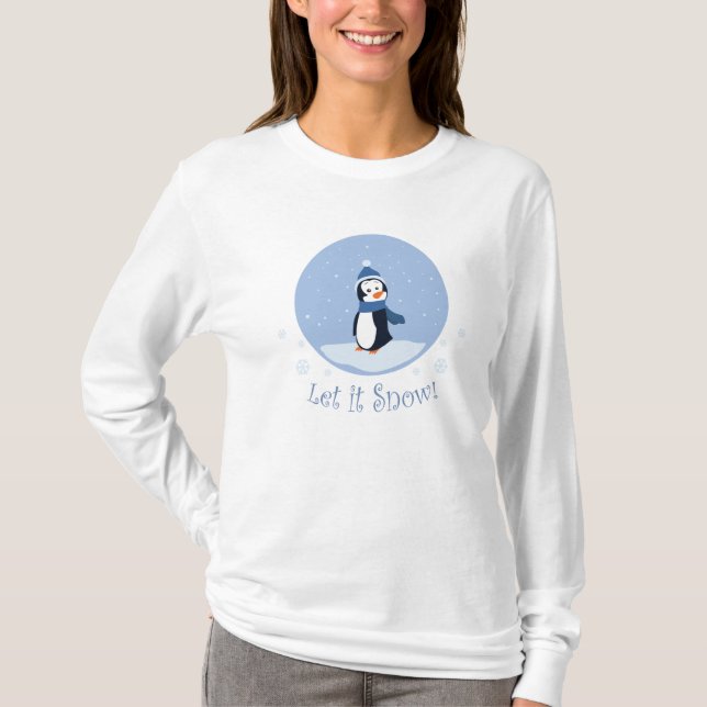 Camiseta Deixe-O Neve! (Pinguim) (Frente)