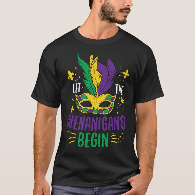Camiseta Deixe Os Shenanigans Começar Jester Funny Mardi Gr (Frente)