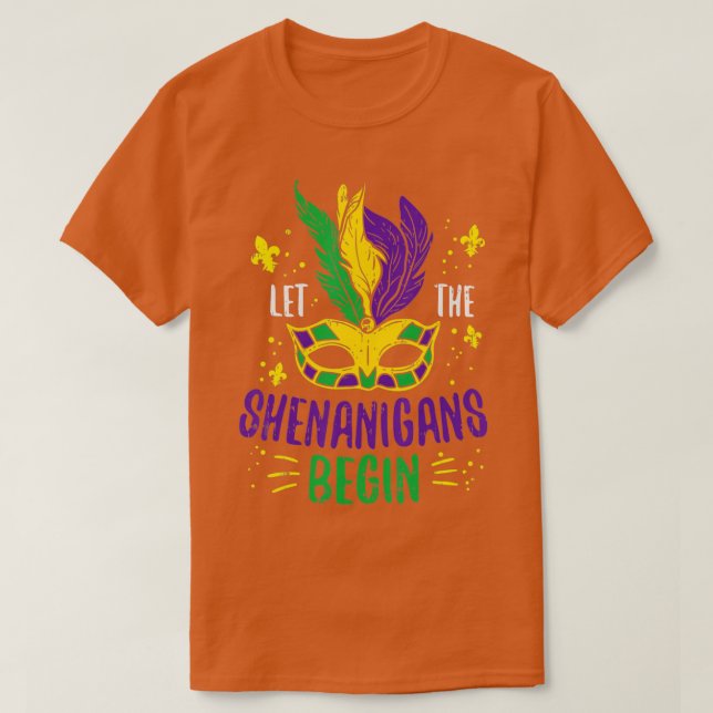 Camiseta Deixe Os Shenanigans Começar Jester Funny Mardi Gr (Frente do Design)