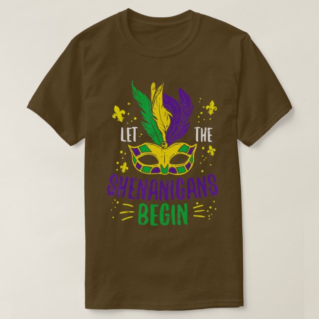 Camiseta Deixe Os Shenanigans Começar Jester Funny Mardi Gr (Frente do Design)