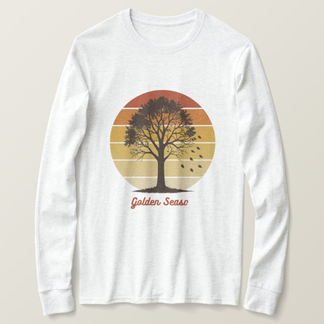 Camiseta Deixe os Tempos da Abóbora Rolar Design de Outono (Frente do Design)