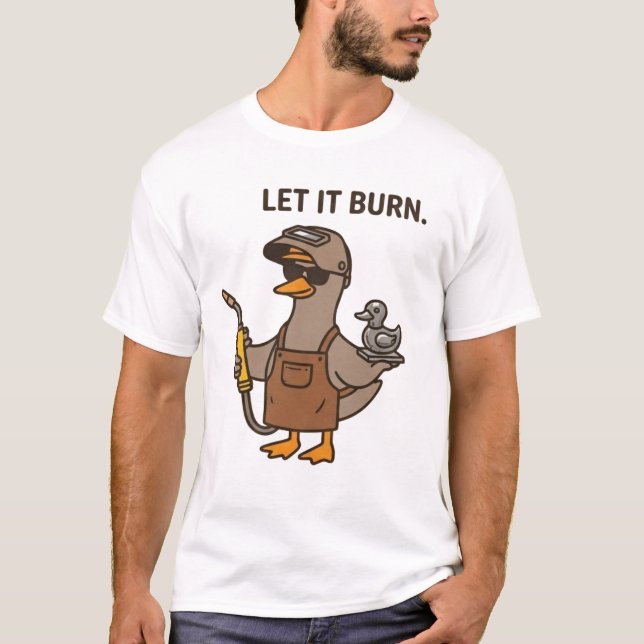 Camiseta Deixe Queimar Soldando Pato (Frente)