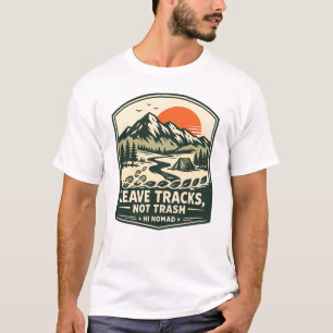 Camiseta Deixe Rastros, Não Lixo – Camping e Caminhada Vint