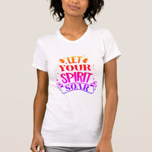 Camiseta "Deixe seu espírito voar!" multi cor com borboleta