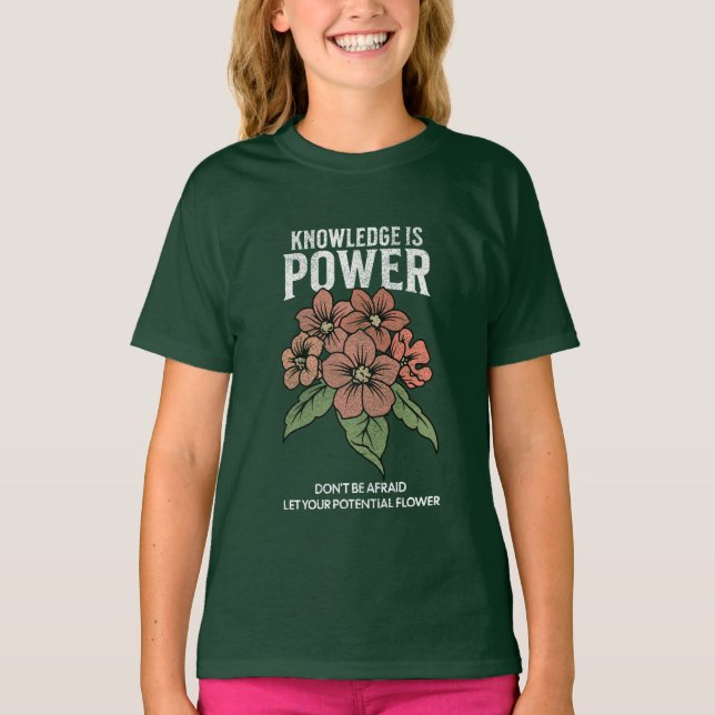 Camiseta deixe seu potencial florescer amante de flores vin (Frente)