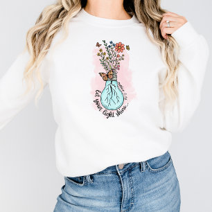 Camiseta Deixe sua camisola branca brilhar Gráfico cristão