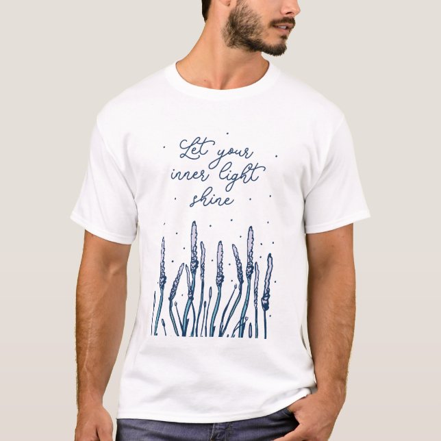 CAMISETA DEIXE SUA CITAÇÃO DE FÉ DE RELIGIÃO DE LUZ INTERNA (Frente)