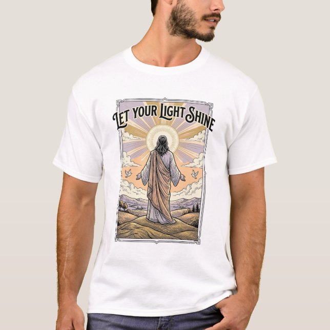 Camiseta Deixe Sua Luz Brilhar Fé Vintage (Frente)