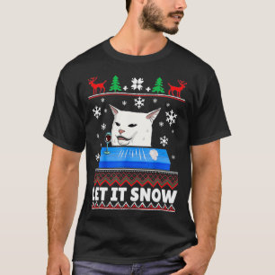 Camiseta Deixem-no nevar Gato Memória Feia Suar Feio Natal 
