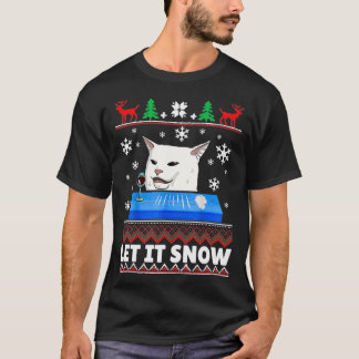 Camiseta Deixem-no nevar Gato Memória Feia Suar Feio Natal