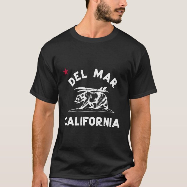 Camiseta Del Mar California Flag Bear Surf Ca (Frente)