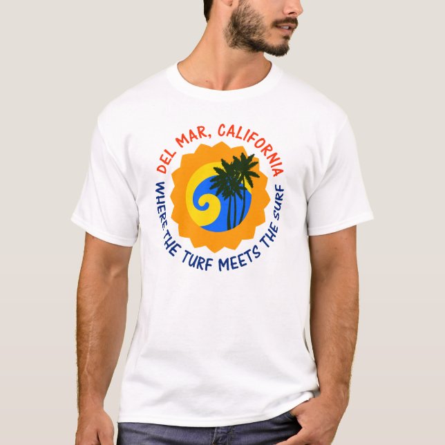 Camiseta Del Mar, Califórnia onde o relvado encontra o surf (Frente)