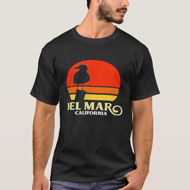 Camiseta Del Mar California Retro Seagull Sunset (Frente)