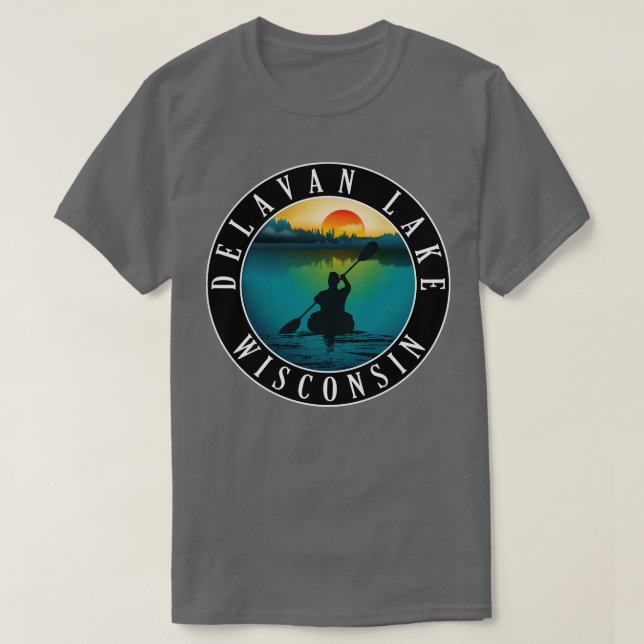 Camiseta Delavan Lake Wisconsin Kayaking (Frente do Design)