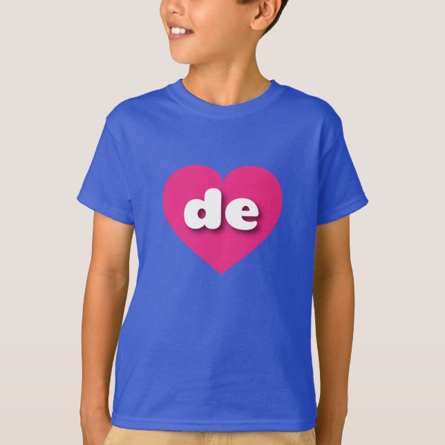 Camiseta Delaware coração rosa quente - Eu amo de (Frente)