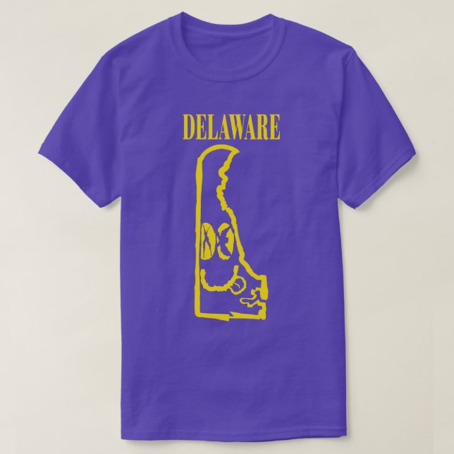 Camiseta Delaware Grunge Sorrindo Face Preta Fundo (Frente do Design)