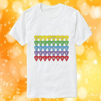 Camiseta Delaware Hearts Colorful Rainbow