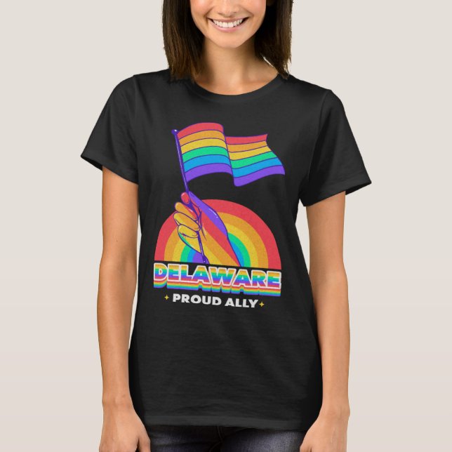 Camiseta Delaware Proud Ally Pride Month LGBTQ LGBT Communi (Frente)