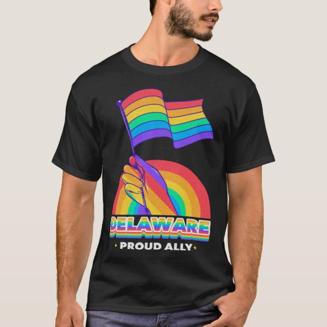 Camiseta Delaware Proud Ally Pride Month LGBTQ LGBT Communi (Frente)