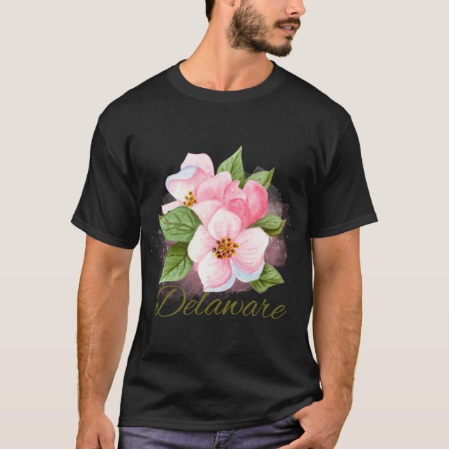 Camiseta Delaware State Flower Peach Blossom Sticker Oversi (Frente)