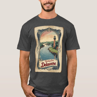 Camiseta Delaware USA Vintage Travel Retro Postcard Design 