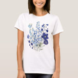 Camiseta Delicate Blue Wildflower Botanical Sketch Women's<br><div class="desc">Embrace the beauty of nature with this elegant wildflower botanical t-shirt. Featuring a hand-sketched bouquet of delicate blue and navy flowers, this design is perfect for those who love a vintage, cottagecore aesthetic. Whether you're a gardener, a nature enthusiast, or simply love soft floral art, this comfortable tee adds a...</div>
