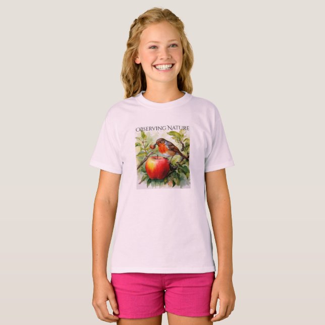 Camiseta  Delícia de Pássaro e Maçã Caprichosa (Frente Completa)