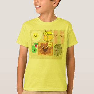 Camiseta Delicioso Café da Manhã Bacon Waffle Ovo Feliz Lei