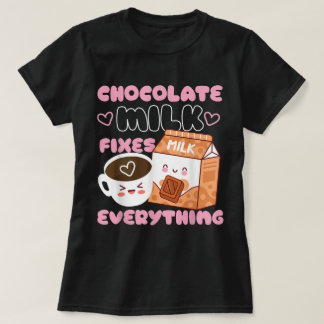 Camiseta Delicioso Design de Leite de Chocolate Kawaii