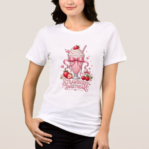Camiseta Delicioso Milkshake de Morango Rosa